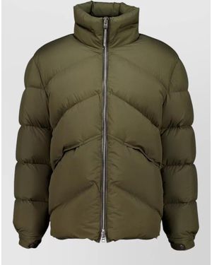 Tom Ford Chevron High Collar Nylon Silk Padded Coat - Green