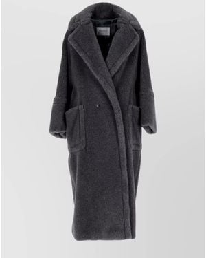 Max Mara Silk Teddy Oversized Double-Breasted Coat - Black