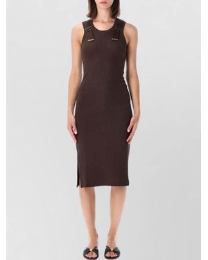 Loewe Sleeveless Ribbed Dress Buckle Detail Slit - Red