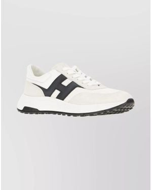 Hogan Lightweight Leather And Mesh Athletic Sneakers - White