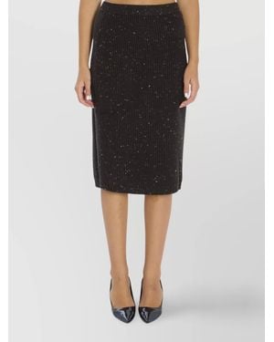 Bottega Veneta Wool Skirt With English Rib Knit - Black