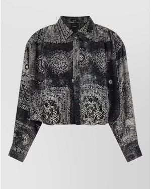 R13 Bubble Shirt Bandana Print Buttoned Cuffs - Black