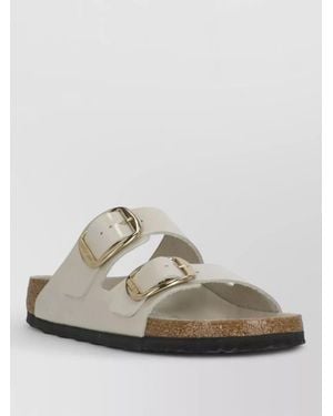 Birkenstock Leather Slides Cork Sole Double Buckle - Multicolour