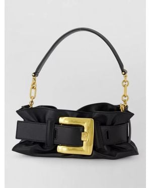Balmain Anthem Mini Shoulder Bag Leather Buckle - Black