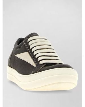 Rick Owens Leather Vintage Sneaks Lace-Up Trainers - Metallic
