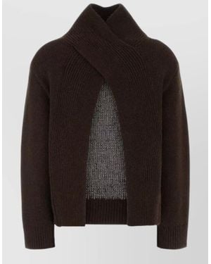 Ganni Wool Blend Jumper High Neck Ribbed - Black