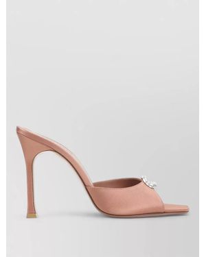 AMINA MUADDI Crystal Camelia Silk Slipper 105 Mules - Pink