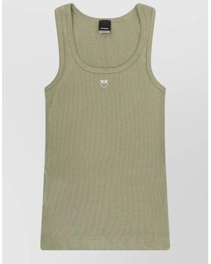 Pinko Ribbed Cotton Sleeveless Tank Top - Green