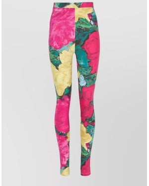 Balmain Floral-Print Jersey Leggings - Pink