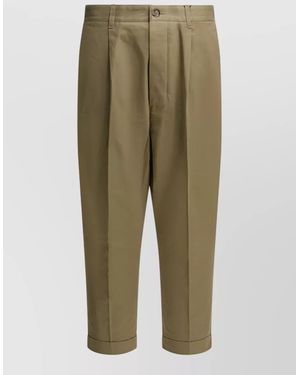 Ami Paris Straight-Leg Cropped Trousers - Green