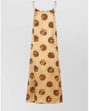 Uma Wang Spaghetti Strap Maxi Dress With Unique Print - Metallic