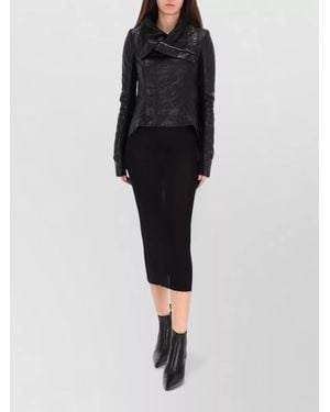 Rick Owens Lamb Leather Asymmetric Biker Jacket - Black