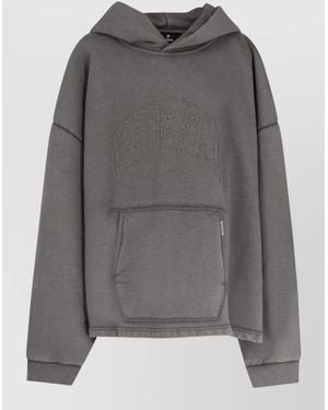 Represent Embellished Cotton Hoodie - Grey