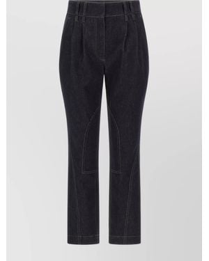 Brunello Cucinelli Equestrian Style Pleated Denim Trousers - Blue