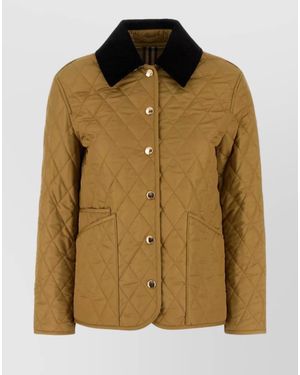 Burberry Polyester Jacket With Contrast Collar And Quilted Design - Multicolour