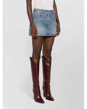 Valentino Garavani High Waist Mini Denim Skirt Culotte - Blue
