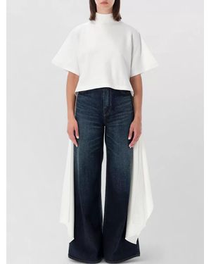 Alaïa Asymmetric Cotton Jersey Cropped High Neck Top - Blue
