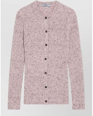 Prada Crew Neck Ribbed Knit Long Sleeves - Pink