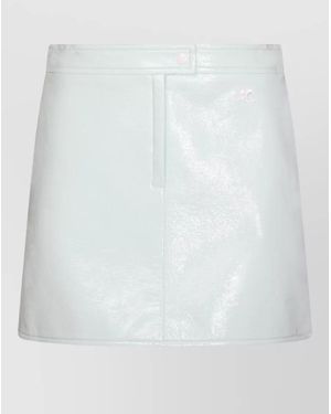 Courreges Midi Skirt Knee Length Shiny Buttons - White