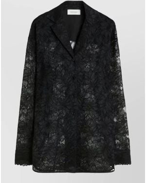 Sportmax Floral Lace Long-Sleeve Pyjama Top - Black