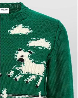 Moschino Virgin Wool Patterned Sweater - Green