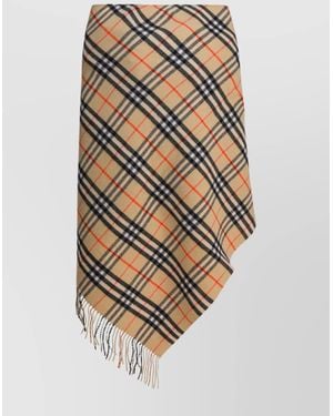 Burberry Wool And Cashmere Check Cape Scarf - White