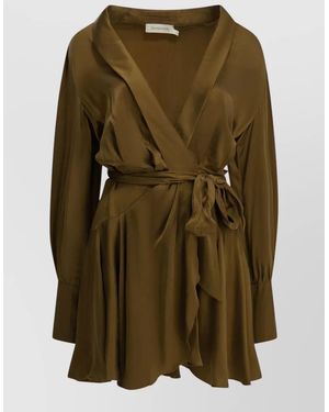 Zimmermann Silk Wrap Blouse - Green