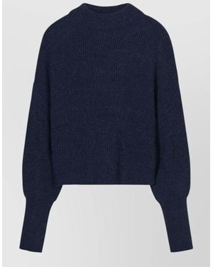 Closed Wool Blend Sweater Cropped High Neck - Blue