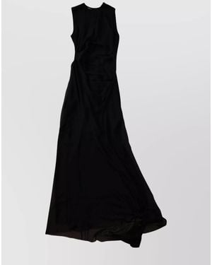 Ann Demeulemeester Silk Asymmetric Sleeveless Maxi Dress - Black