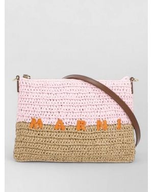 Marni Crossbody Clutch Bag Woven Texture Design - Pink