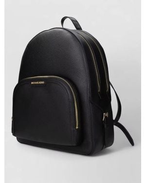 Michael Kors Leather Backpack Textured Finish Front Pocket - Black