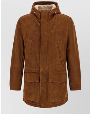 Brunello Cucinelli Suede Padded Parka - Brown