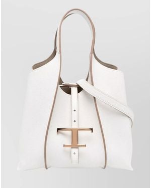 Tod's T Timeless Mini Leather Shoulder Bag - Natural