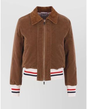 Thom Browne Down Corduroy Cropped Bomber Jacket - Brown
