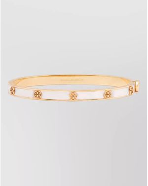 Tory Burch Logo-Embossed Stainless Steel Bracelet - Natural