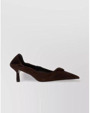Prada Suede Kitten Heel Pumps With Pointed Toe - White