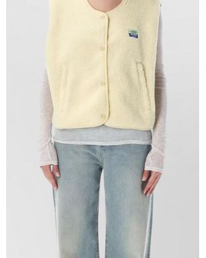 American Vintage Hoktown Fleece Vest Patch Detail - Blue