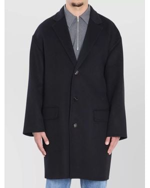 Bottega Veneta Wool Regular-Fit Midi Single-Breasted Coat - Blue
