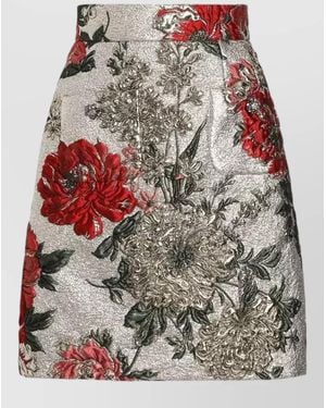 Dolce & Gabbana Floral Jacquard Mini Skirt High Waist - Gray