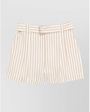 IRO Anemone Striped Cotton Shorts Belted Waist - Natural