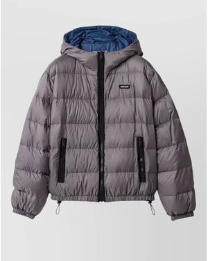 Miu Miu Recycled Polyester Hooded Down Jacket - Blue