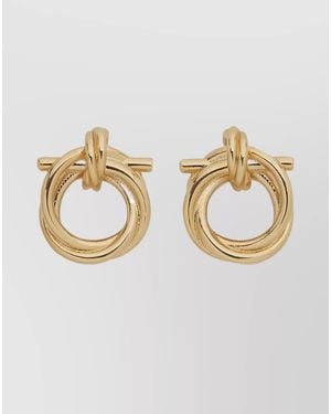 Ferragamo Circular Hoop Earrings Polished Finish - Metallic