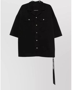 Rick Owens Cotton Oversized Three-Quarter-Sleeve Shirt Jacket - Black