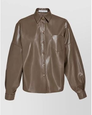 SIMONA CORSELLINI Leather Fitted Jacket - Brown