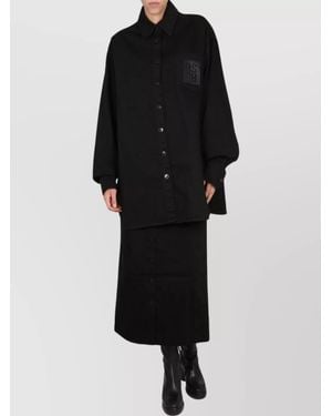 Raf Simons Cotton Belted Button-Front Midi Skirt - Black