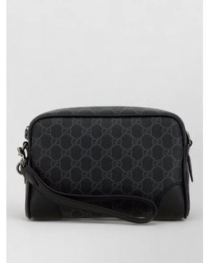 Gucci Canvas Small Gg Emblem Shoulder Bag - Black