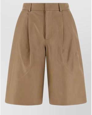 Yves Salomon Leather Bermuda Shorts - Natural