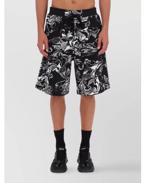 Versace Jeans Couture Printed Cotton Bermuda Shorts - Black