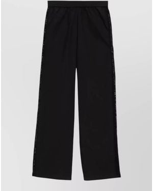 MSGM Wide Leg Trousers Lace Side Panels - Black