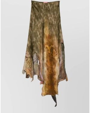 DIESEL High Waist Midi Skirt Asymmetric Cut - Natural